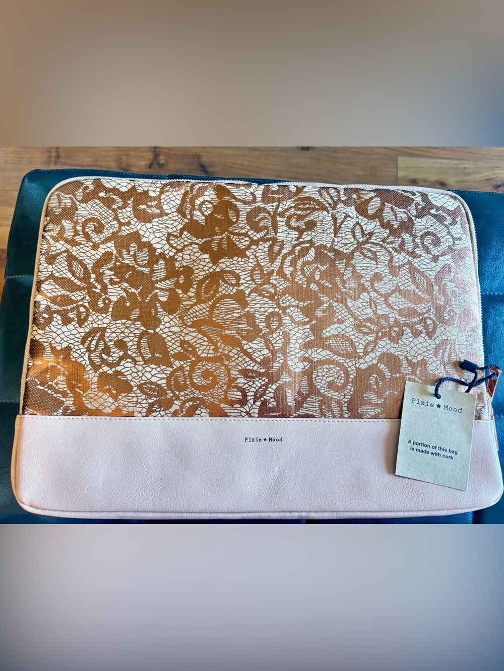 Pixie Mood Metallic Lace Pouch in Rose Gold and Peachy Blush